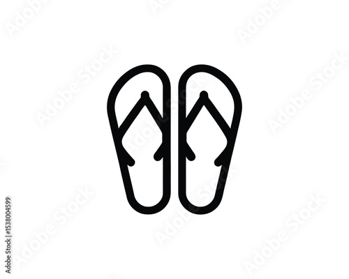 flip flop logo iocn line art vector outline