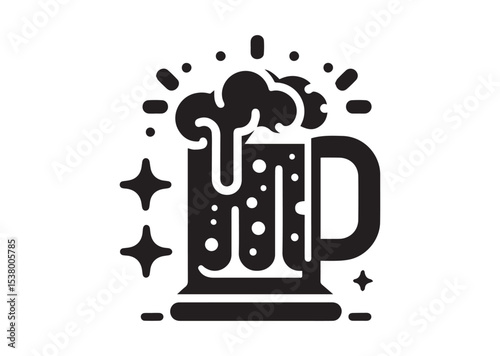 Beer Mug Silhouette Vector, Beer Mug Icon