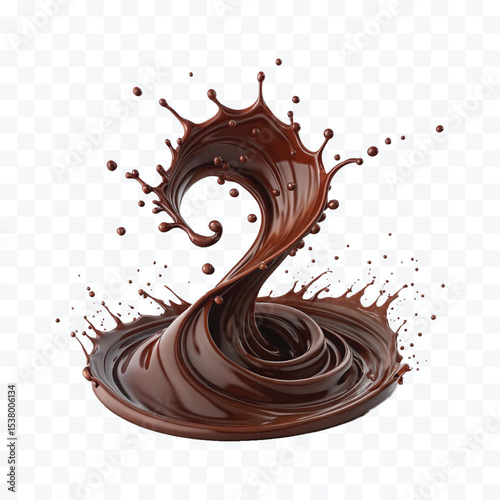 realistic 3d smooth dark chocolate liquid splash in different style 