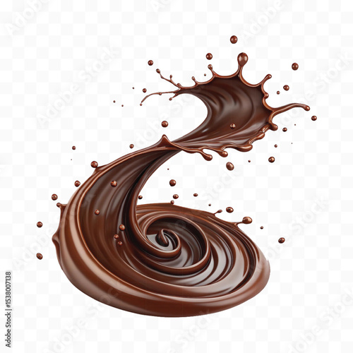 realistic 3d smooth dark chocolate liquid splash in different style 
