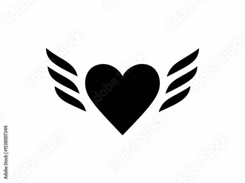Heart with wings graphic vector illustration winged heart emblem love symbol valentine element icon design