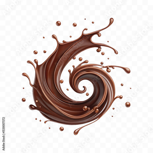 realistic 3d smooth dark chocolate liquid splash in different style 