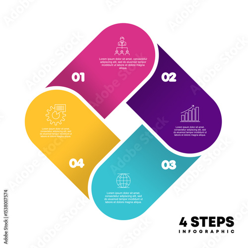 Circle chart infographic template with 4 options for strategy presentations Business. Vector Eps	
