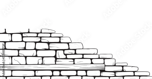 Wall with Cracked Stones Illustration