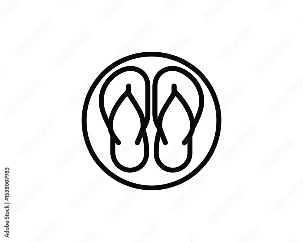 Fototapeta premium flip flop logo iocn line art vector outline