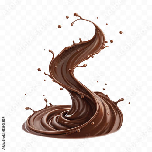 realistic 3d smooth dark chocolate liquid splash in different style 
