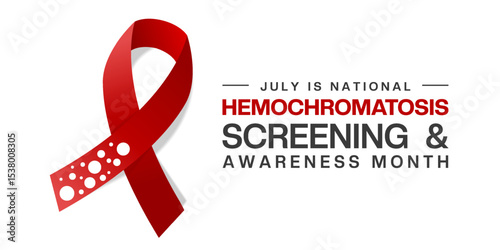 July is National Hemochromatosis Screening and Awareness Month. Ribbon. Great for posters, banners and social media. White background.