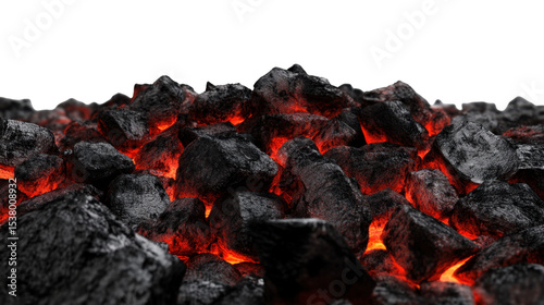 Glowing Lava Rocks at the Surface of a Volcano Emitting Fiery Heat with Dark Black Background