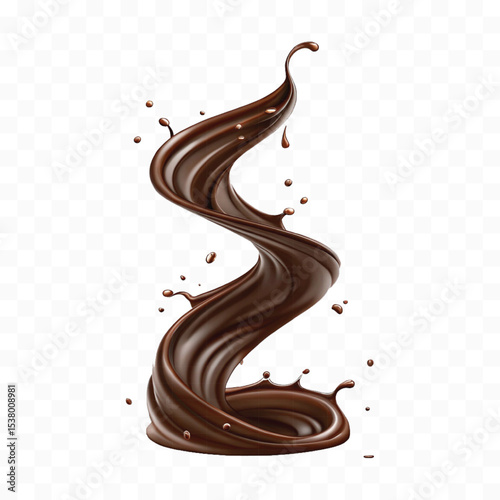 realistic 3d smooth dark chocolate liquid splash in different style 