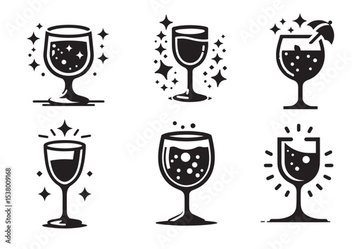 Clink glass Silhouette Vector Set