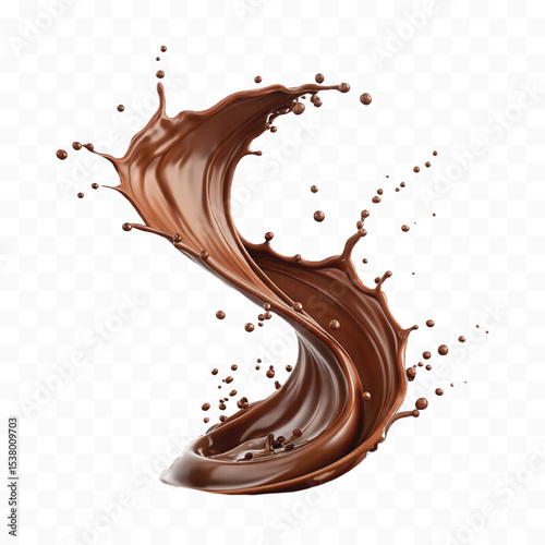 realistic 3d smooth dark chocolate liquid splash in different style 