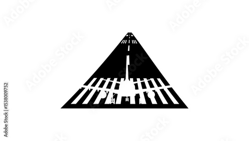 runway symbol, black isolated silhouette
