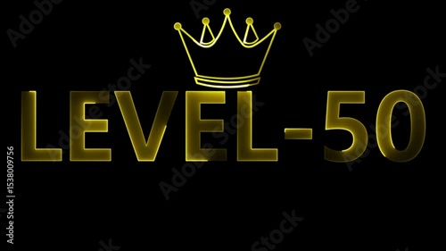 Level 50 achievement with crown graphic celebrating milestone or anniversary on black background