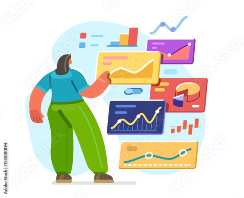 Finance investment. Stock market trading financial analysis. Business management. Statistics with graphs and reports