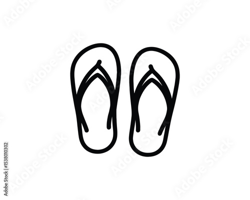 flip flop logo iocn line art vector outline