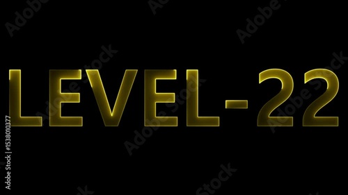 Animated neon level 22 text on a black background for gaming and creative projects