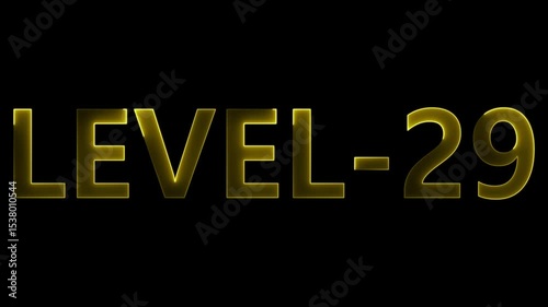 Glowing neon level 29 sign on a black background for gaming and entertainment