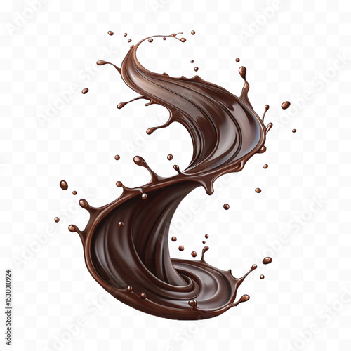 realistic 3d smooth dark chocolate liquid splash in different style 