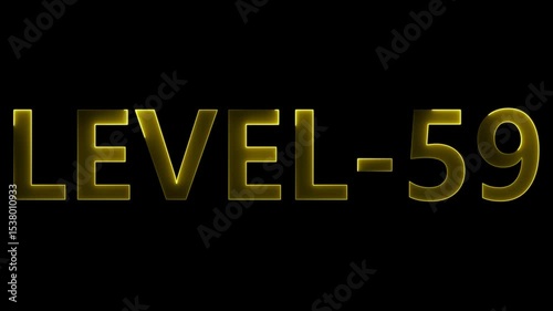 Glowing neon level 59 text displayed against a black background