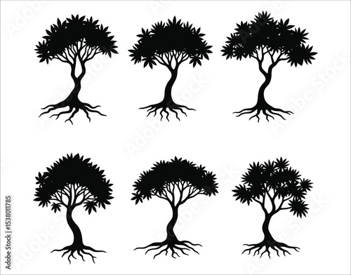 Mangrove Forest Silhouette Set