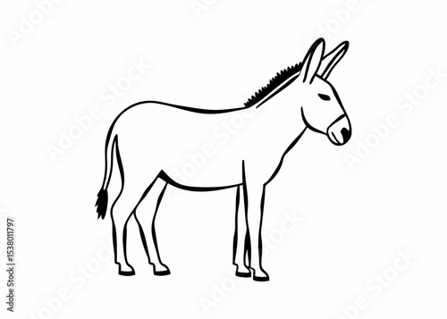 donkey silhouette vector, a donkey animal isolated white background Ai Generate 