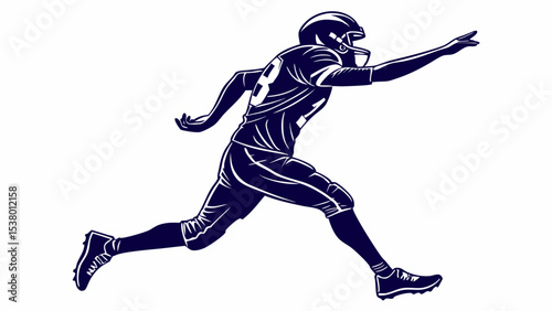 American Football Player Silhouette Vector – Dynamic Sports Action Graphic for Athletic Designs and Posters