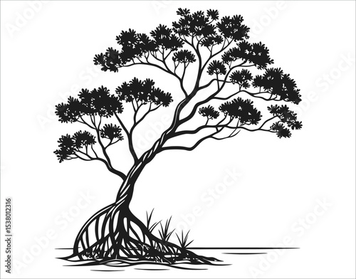 Tree with Root Silhouette