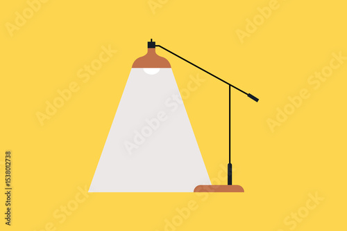 A desk lamp with warm glow, focus during working hours, spotlight, customizable stroke, vector, illustration