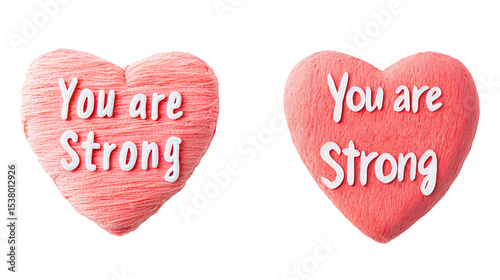 Two pink hearts with uplifting message 
