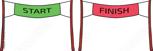 Start and Finish Line Flags for Race or Competition – Vector Illustration