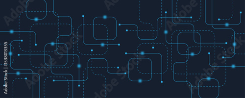 Abstract digital AI circuit board background with tech icons. Digital technology motherboard texture design. Engineering circuit board concept for poster, header, banner, website, presentation