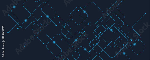 Abstract digital AI circuit board background with tech icons. Digital technology motherboard texture design. Engineering circuit board concept for poster, header, banner, website, presentation
