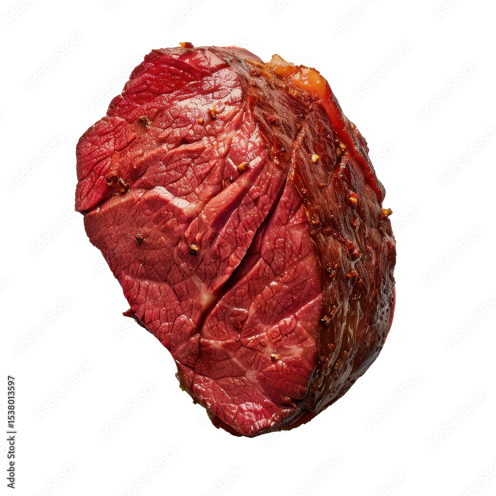 Obraz premium Fresh beef cut with rich red color and marbling, showcasing its quality and texture, perfect for culinary use Transparent background or png