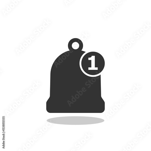 Notification bell icon with shadow