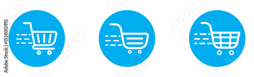Shopping cart icon. Blue shopping cart vector isolated on white background. Blue Shopping cart trolley icon vector. Supermarket basket vector set. Store checkout isolated icon. Blue shopping cart icon
