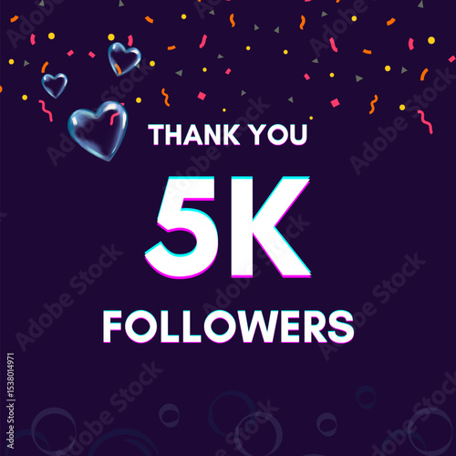 "5k followers" text template to give thanks after achieving the milestone on social media sites.
