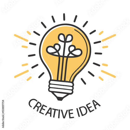 Vector illustration of a bright idea light bulb concept icon