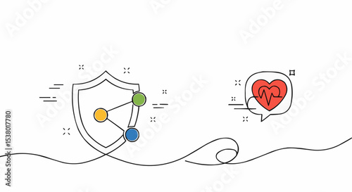 Illustration of a shield safeguarding health data, a visual representation of health and data security.