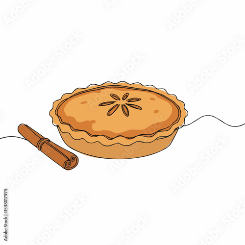 A delicious pie and cinnamon stick, perfect for a cozy moment.