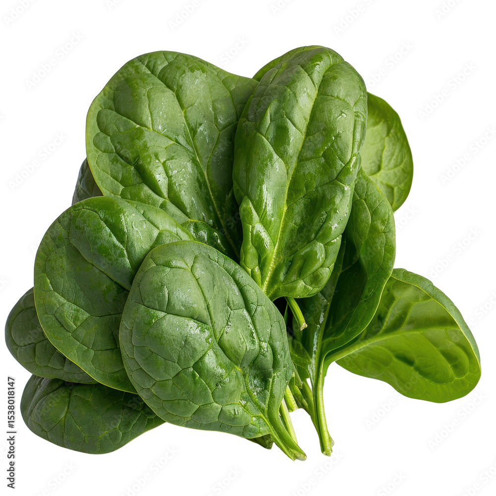 Obraz premium Fresh spinach leaves are vibrant and nutritious, perfect for salads or cooking. Their rich green color and crisp texture enhance any dish Transparent background or png