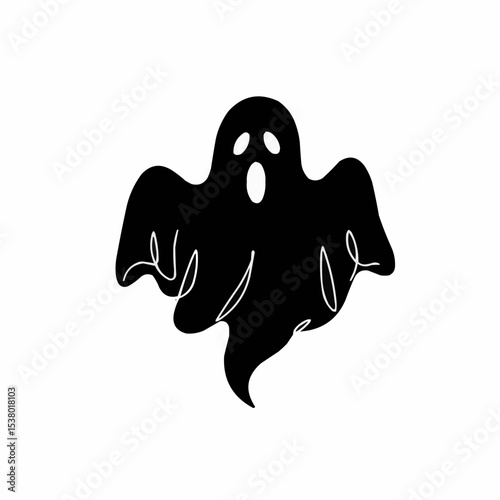 A cute ghost silhouette in the dark, a simple yet expressive design for spooky season.