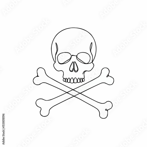 A minimalist, outlined drawing of a skull with crossed bones, the universal symbol of danger or death.