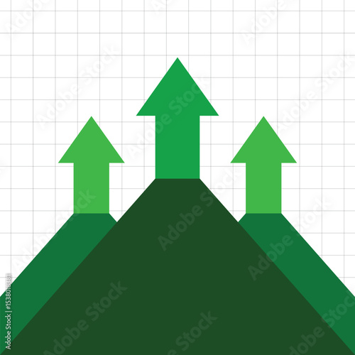 Big green rising arrows. describes market chart profit money increase, saving money. growing economy arrows, profitable business