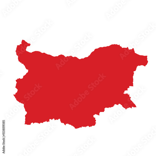Map of Bulgaria, sign silhouette. World Map Globe. Vector Illustration isolated on white background. Europe continent.