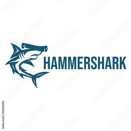 hammerhead shark flat minimalist logo design