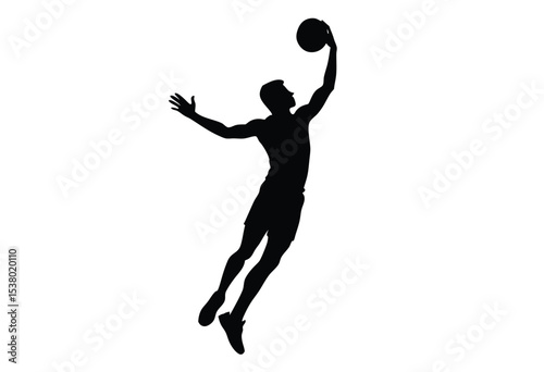 Man throwing basketball Silhouette Vector, Basketball player simple elements icon Illustration.