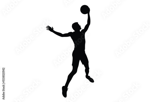 Man throwing basketball Silhouette Vector, Basketball player simple elements icon Illustration.