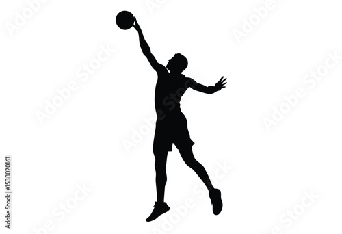 Man throwing basketball Silhouette Vector, Basketball player simple elements icon Illustration.