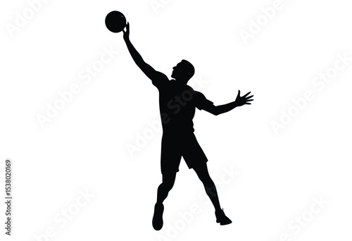 Man throwing basketball Silhouette Vector, Basketball player simple elements icon Illustration.