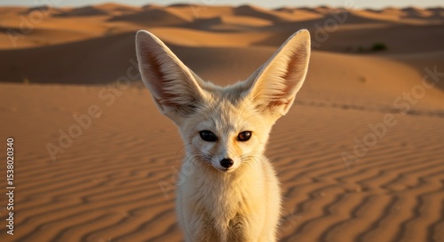 Fennec fox in desert landscape